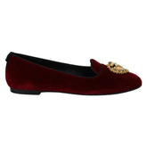 Dolce & Gabbana Burgundy Cotton Flat Shoe -   -  Dolce & Gabbana.